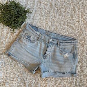 American Eagle Low Rise Skater Jeans Shorts Fray Hem Distressed Shortie Cutoffs